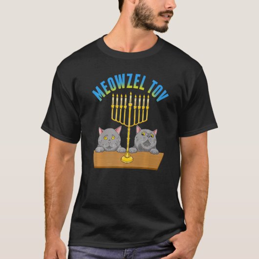 Meowzel Tov  Cat Jewish Mazel Tov Hanukah Fun Trad T-shirt (Voorkant)