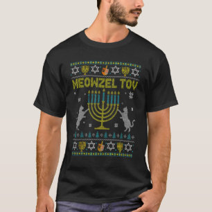 Meowzel Tov Chanokah joodse kat eigenaar Ugly Hanu T-shirt
