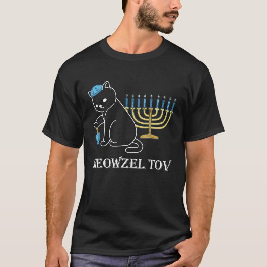 Meowzel Tov Chanokah Joodse kat - eigenaar Ugly T-shirt (Voorkant)
