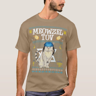 Meowzel Tov Chanukah joodse kat Funny Cat Menorah T-shirt