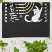 Meowzel Tov Funny Chanukah Hanukkah Ugly Sweater Theedoek (Gevouwen)