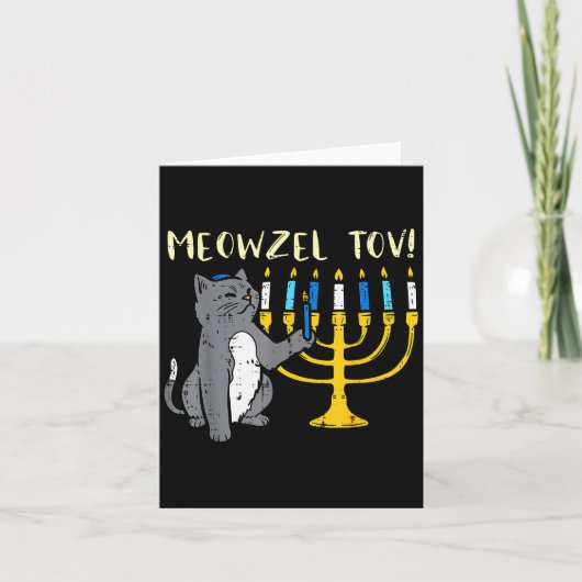 Meowzel Tov Jewish Cat Funny Hanukkah Chanukah Pjs Kaart (Voorkant)