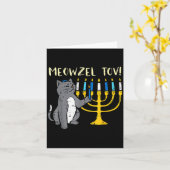 Meowzel Tov Jewish Cat Funny Hanukkah Chanukah Pjs Kaart (Gele Bloem)