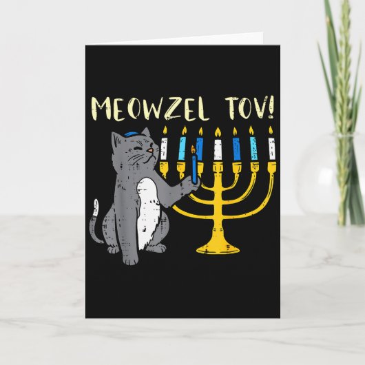Meowzel Tov Jewish Cat Funny Hanukkah Chanukah Pjs Kaart (Voorkant)