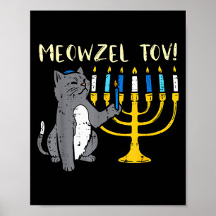 Meowzel Tov Joodse Kat Grappige Hanukkah Chanukah Poster