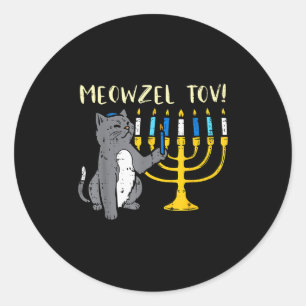Meowzel Tov Joodse Kat Grappige Hanukkah Chanukah Ronde Sticker