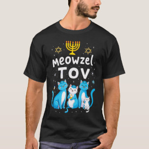 Meowzel Tov Katten Menorah Hanukkah Joodse Kat Chr T-shirt