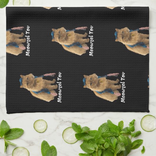 Meowzel Tov Mazel Tov Jewish Chat serviette de cui (Plié)
