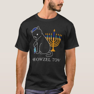 Meowzel Tov T-shirt Mignon Chat Mazel Tov Menorah