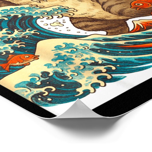 Meowzilla Catzilla Cat Japanese Art Funny For Men  Poster (Hoek)