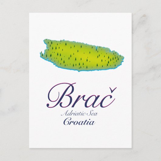 Mer Adriatique de Brač, Croatie carte (Devant)