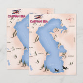 Mer Caspienne Style Vintage Carte poster voyage (Devant / Derrière)