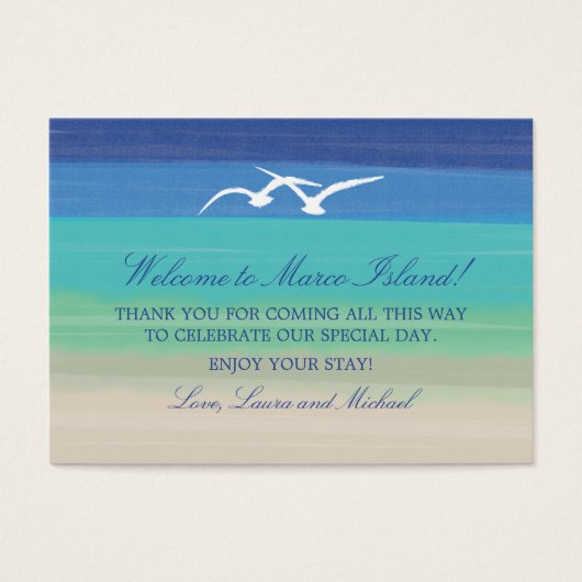 Mer de sable et mouettes | Étiquette Faveur mariag (Devant)