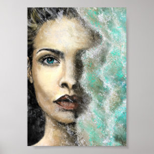 Mer de souvenirs Poster Peinture Art Femme Visage