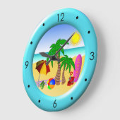 Mer de Sun de plage et horloges rondes bleues (Angle)