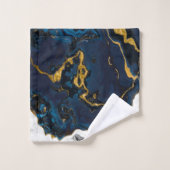 Mer d'Emerald et or bleu bleu marbre or (Gant de toilette)