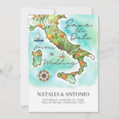 Mer d'Italie | Mariage Carte aquarelle (Devant)