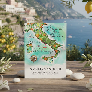 Mer d'Italie   Mariage Carte aquarelle