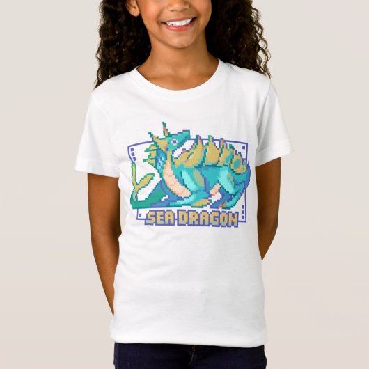 Mer Dragon, sea draon, Pixel Art Design Tshirt (Devant)