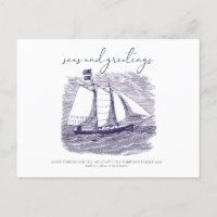 Mer et salutations Carte de Noël côtière