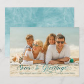 Mer et salutations Carte photo de vacances nautiqu (Devant / Derrière)