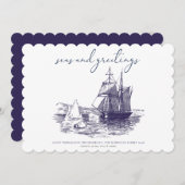 Mer et salutations Nautique Mini carte de Noël (Devant / Derrière)