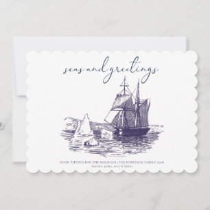 Mer et salutations Nautique Mini carte de Noël