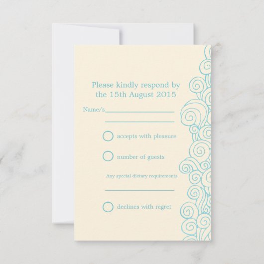 Mer étoile & tourbillons bleu & crème mariage RSVP (Dos)