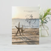 Mer étoiles Sand Beach Wedding Invitation (Debout devant)