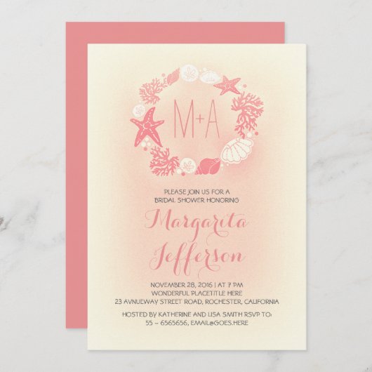 mer mer mer mer mer plage nuptiale invitation douc (Devant / Derrière)