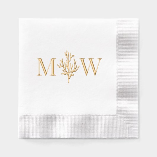 Mer Océan Corail Couple Mariage 2 Initial Monogram (Recto)