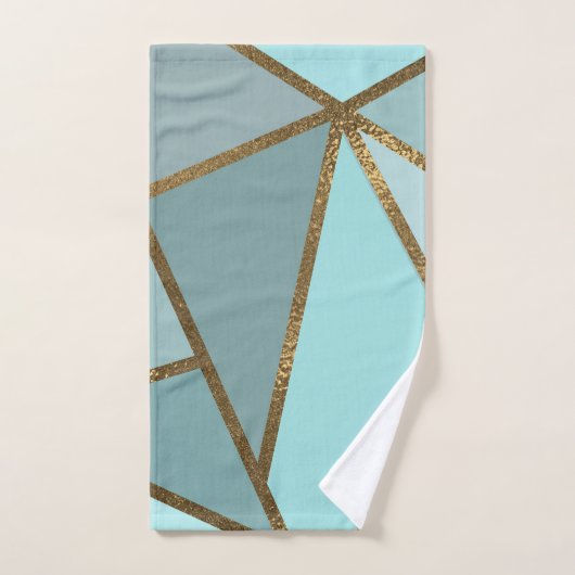 Mer Turquoise Vert Bleu & Bronze Géométrique (Serviette à main)