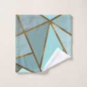 Mer Turquoise Vert Bleu & Bronze Géométrique (Gant de toilette)