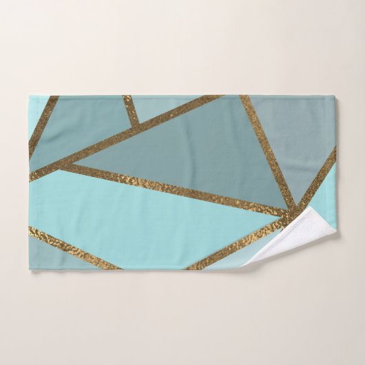 Mer Turquoise Vert Bleu & Bronze Géométrique (Serviette à main)