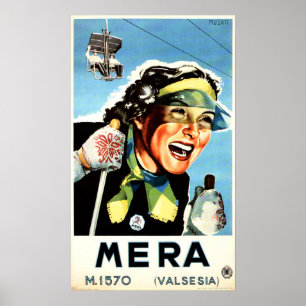 MERA VAL SESIA Italië Feestdagen reizen Ski Poster