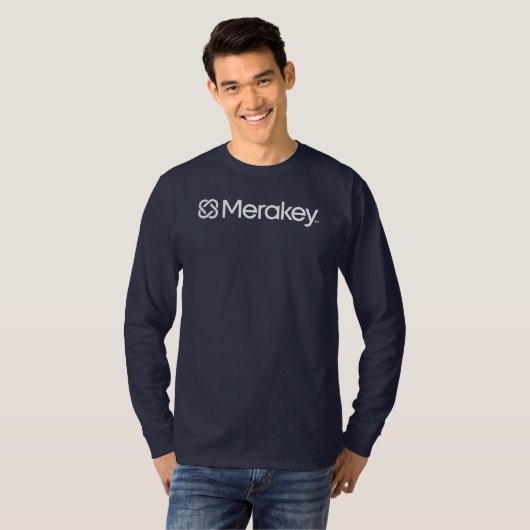 Merakey Logo Navy Long-Sleeve T-Shirt (Voorkant volledig)