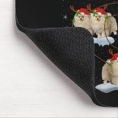 Meranian Dog Santa Sleigh Flying Funny Magical Chr Muismat (Hoek)