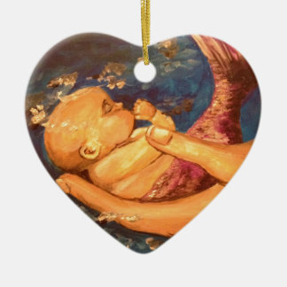 Merbaby bij nacht keramisch ornament