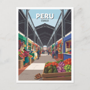 Mercado de San Pedro, Peru Cusco Aandenken Briefkaart