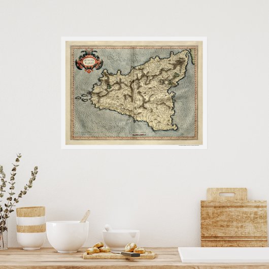 Mercator Sicily Early Map 1595 Poster (Keuken)