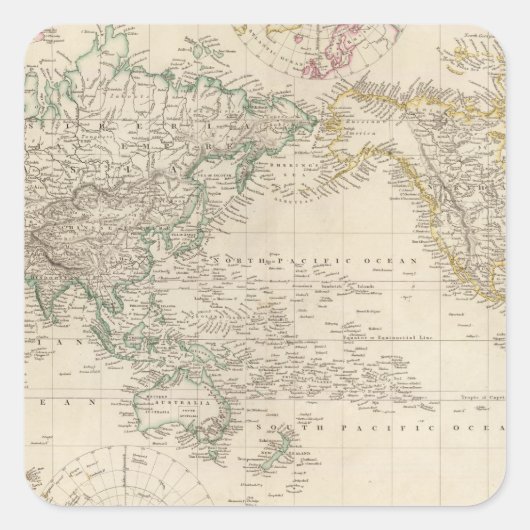 Mercators Projectie van de wereld Vierkante Sticker (Voorkant)