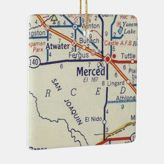 Merced CA Map Keramisch Ornament (Rechts)