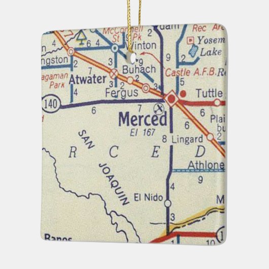 Merced CA  Map Keramisch Ornament (Links)