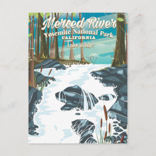 Merced River Californië reisposter Briefkaart