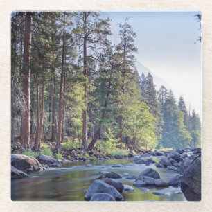 Merced River Nationaal park Yosemite op Sunrise Glazen Onderzetter
