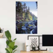Merced River | Nationaal park Yosemite op Sunrise Poster (Thuiskantoor)