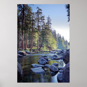Merced River Nationaal park Yosemite op Sunrise Poster