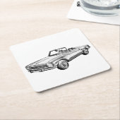 Mercedes Benz 280 SL Converteerbare Car Illustrati Vierkante Kartonnen Onderzetter (Schuin)