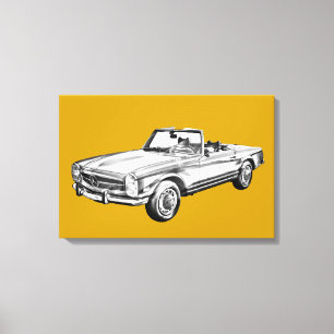 Mercedes Benz 280 SL Converteerbare Illustratie Canvas Afdruk