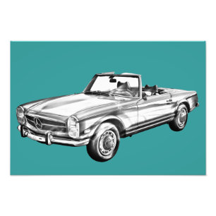 Mercedes Benz 280 SL Converteerbare Illustratie Foto Afdruk
